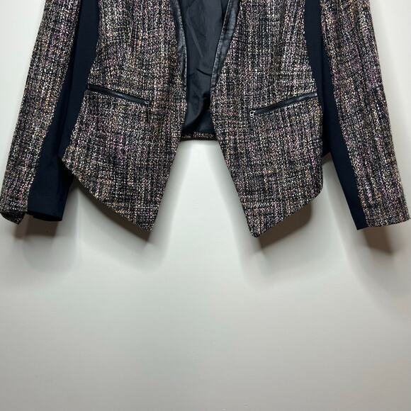 Lane Bryant Open Front Jacket Blazer Size 24 Vegan Leather Trim - Picture 3 of 12